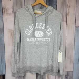 Ocean Drive Glouster Massachusetts Gray Hooded Sweatshirt Size Medium